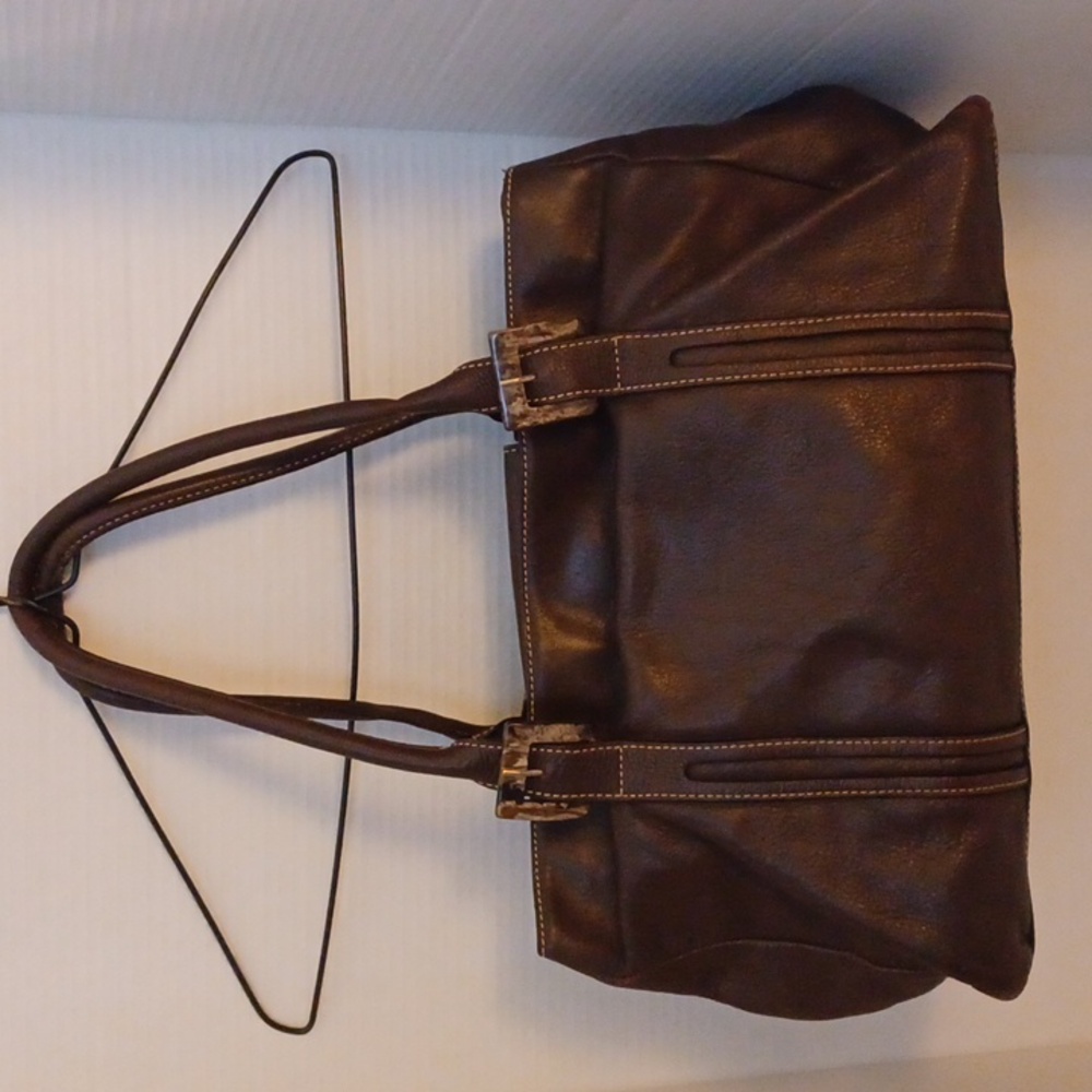 Adrienne Vittadini Brown Leather Tote Bag